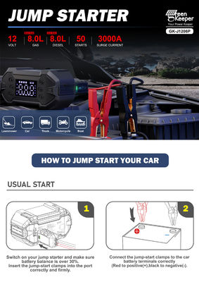8.0L Gasoline Portable Power Bank Multi-Functional Car Jump Starter With Air Compressor For All Cars