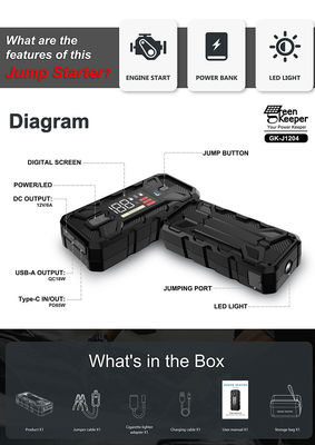 20000mah Portable Jump Starter Pack Utrai Booster 1500A With LED Light For Emergency