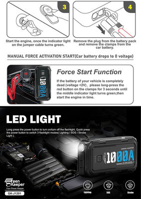 12W Multi-function Car Jump Starter Power Bank with 1000A High Power Lithium Battery