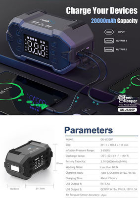 3000A Peak Current 4-in-1 Portable Jump Starter 10000-24000mah Power Bank Car Inflator Battery Booster
