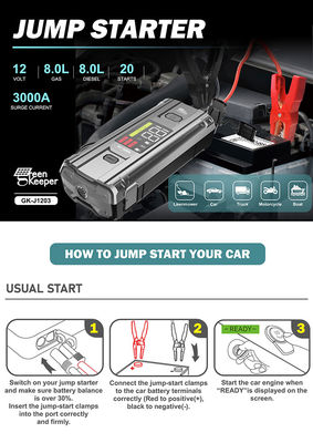 PD 65W 12V 3000A 20000mAh Multi-function Portable Car Emergency Battery Booster Jump Starter Power Bank