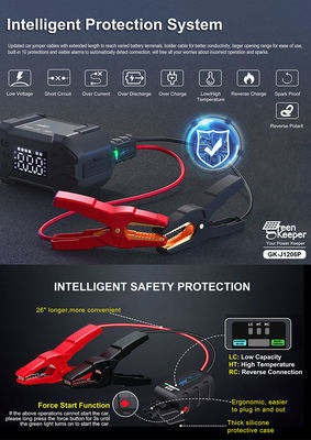 3000A Peak Current Portable Jump Starter With Air Compressor and Power Bank for Car