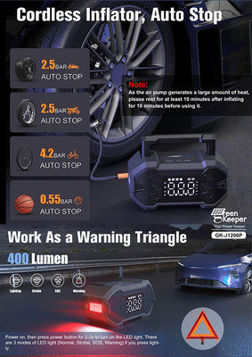 3000A Peak Current Portable Jump Starter With Air Compressor and Power Bank for Car