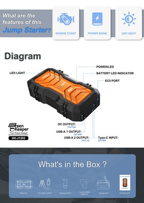 High Capacity 16000mAh 2000A Car Battery Jump Starter for Emergency Boost and Boosting