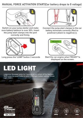 Outlet 12V 1500A UltraSafe High Capacity Jump Starter With LED Light Engine Start Function