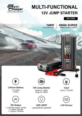 Car Battery Jump Starterr UltraSafe Super Capacitor 3000A Power Bank for Vehicles Truck