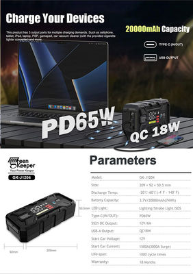 Work Temperature -20C 60C GreenKeeper 3000A Fit Extreme Temperatures Car Jump Starter For Vehicles Truck Car