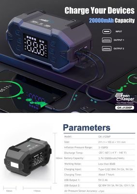 UltraSafe 12V Jump Starter with LED Light and Air Compressor 3000A Car Battery Booster