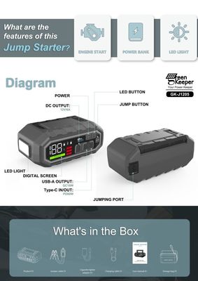 4000A UltraSafe Multi Function Battery Jump Starter with LED Light Extreme Temperatures